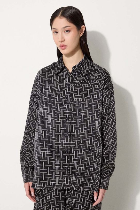 Kenzo camasa Weave Dropped Shoulders Shirt lung negru FE62CH2479R1.99