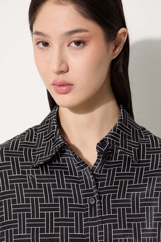 Kenzo camicia Weave Dropped Shoulders Shirt FE62CH2479R1.99 nero