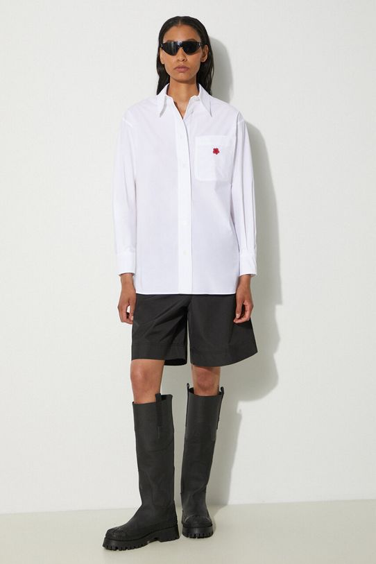 Kenzo koszula bawełniana Boke Flower Oversized Shirt bawełna biały FE62CH2569LS.01