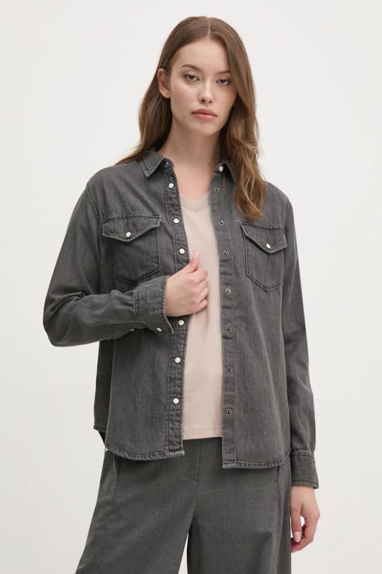 Rifľová košeľa Pepe Jeans REGULAR SHIRT jednofarebný sivá PL304894XM6