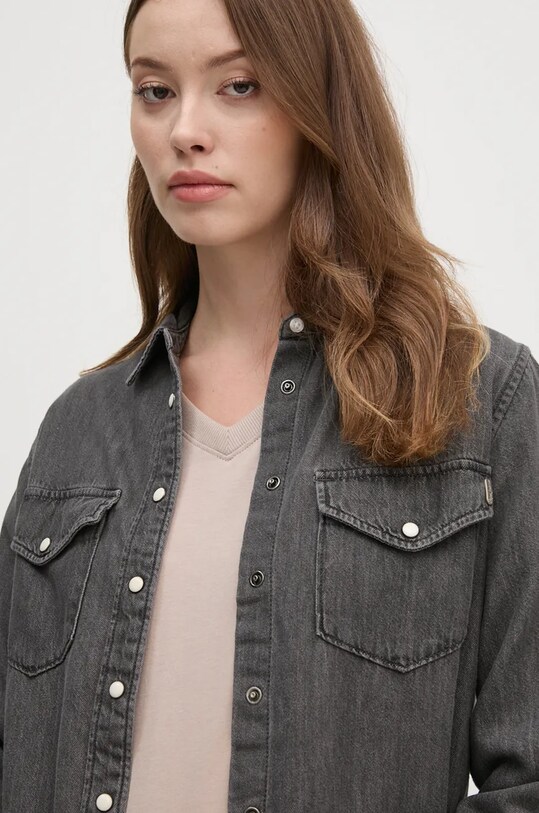 Pepe Jeans camasa jeans REGULAR SHIRT gri PL304894XM6