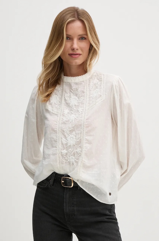 Pepe Jeans bluza din bumbac PRIMROSE uni alb PL304940