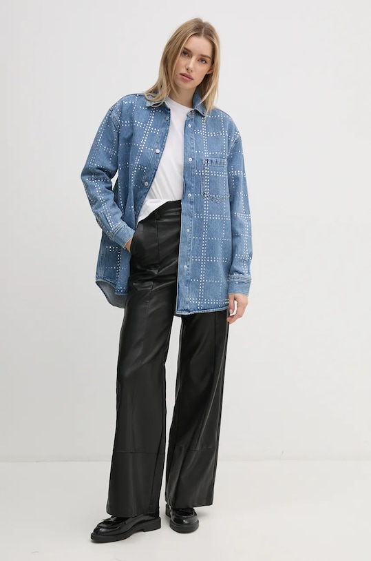 Pepe Jeans koszula OVERSHIRT GLITTER PL304958 niebieski AW24