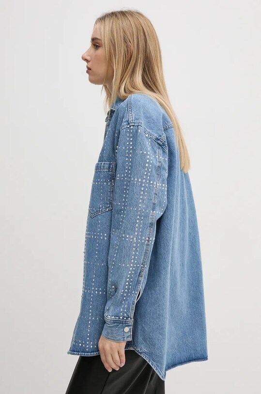 Pepe Jeans koszula OVERSHIRT GLITTER niebieski PL304958