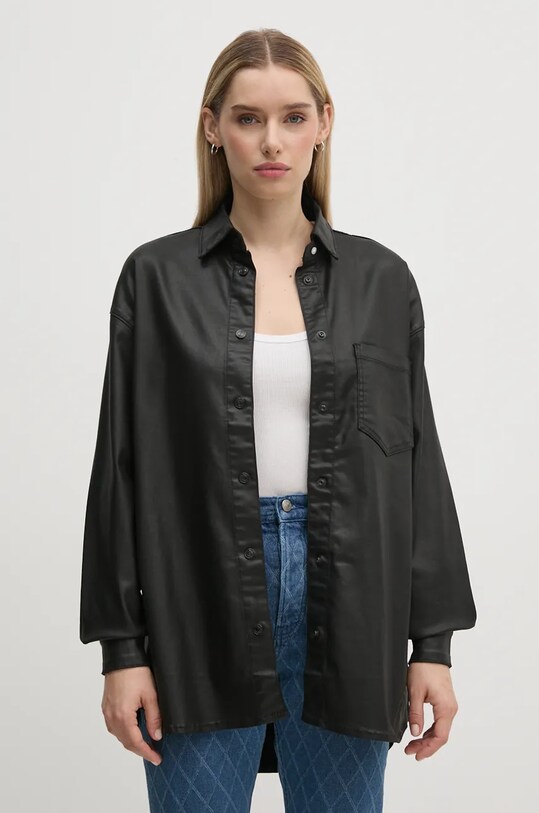 Pepe Jeans koszula OVERSHIRT z elastanem czarny PL304963XM5