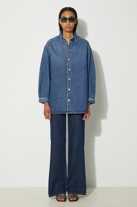 Samsoe Samsoe camicia in denim di cotone Salea F24200016 blu navy AW24