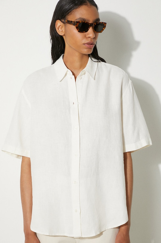 Сорочка з льону Samsoe Samsoe Salarika casual бежевий F24200081