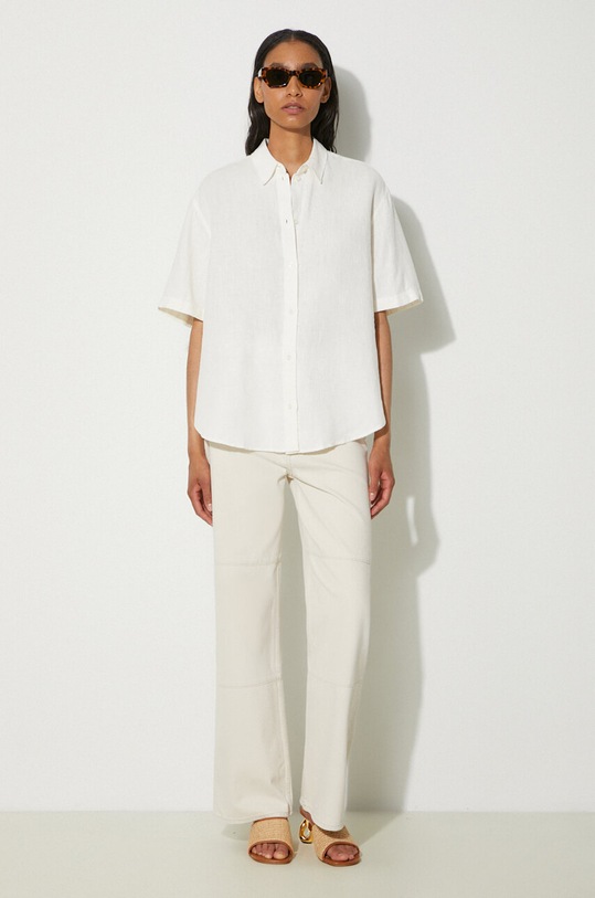 Ленена риза Samsoe Samsoe Salarika F24200081 бежов AW24