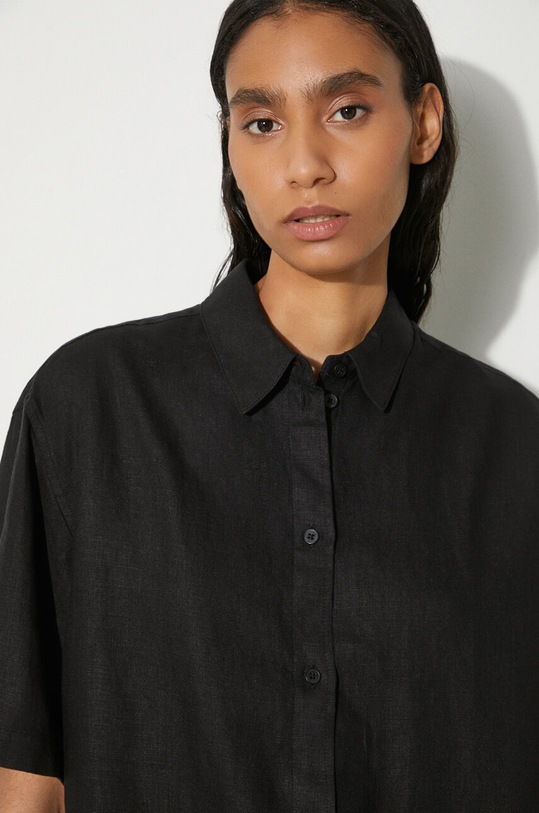 Πουκάμισο από λινό Samsoe Samsoe Salarika F24200081 μαύρο