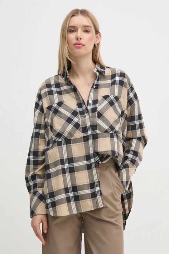 Pamučna košulja Barbour casual bež LSH1640