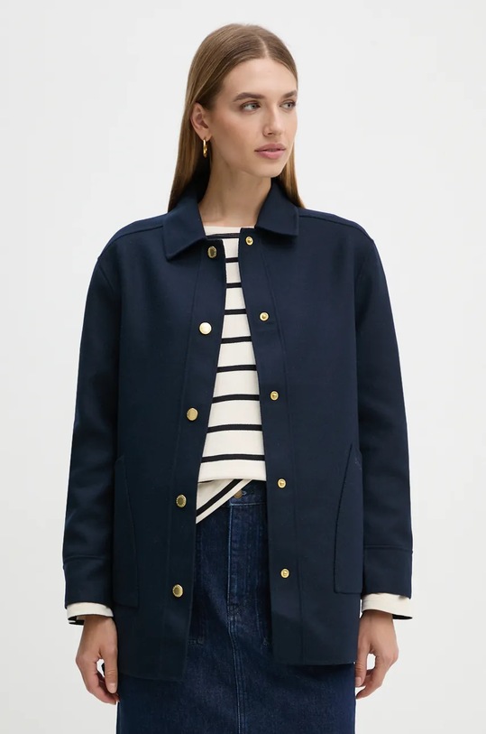 Barbour jachetă de cămașă din lână necaptusit bleumarin LOS0066