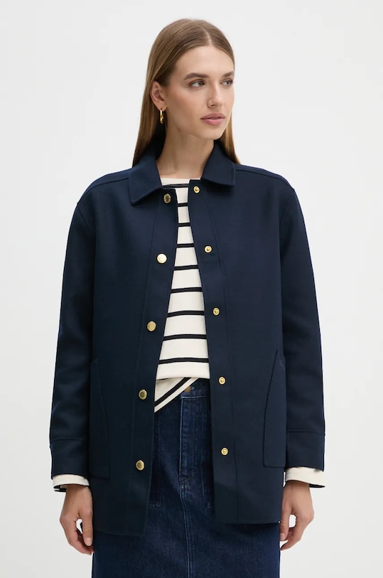 Barbour kurtka koszulowa wełniana nieocieplane granatowy LOS0066