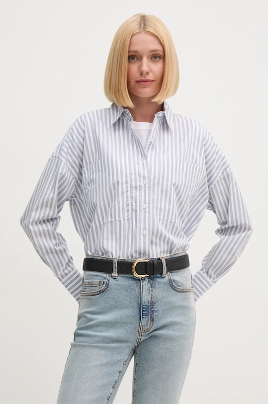 Barbour cămașă din bumbac lung albastru LSH1639