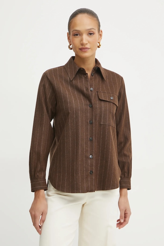 Marella koszula wełniana wzorzyste brązowy 2423196042200