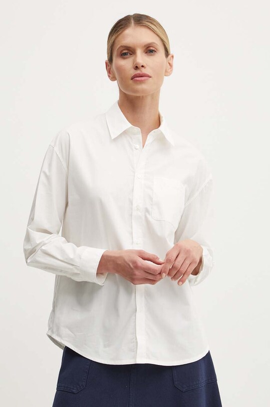 Bavlněná košile A.P.C. chemise boyfriend brodee dlouhý bílá COEVD.F12550