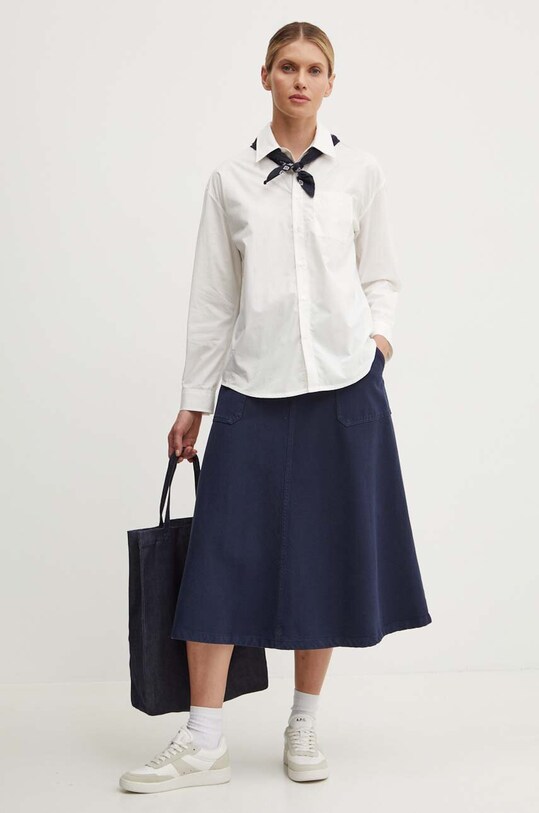 Bavlněná košile A.P.C. chemise boyfriend brodee COEVD.F12550 bílá AW24