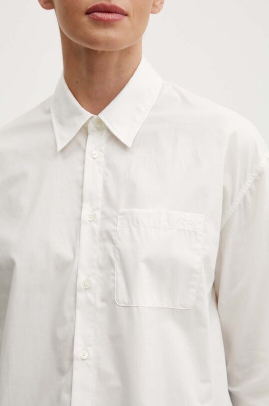 Памучна риза A.P.C. chemise boyfriend brodee COEVD.F12550 бял