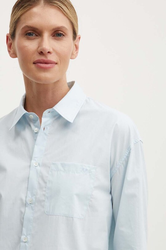 A.P.C. camasa din bumbac chemise boyfriend brodee albastru COEVD.F12550