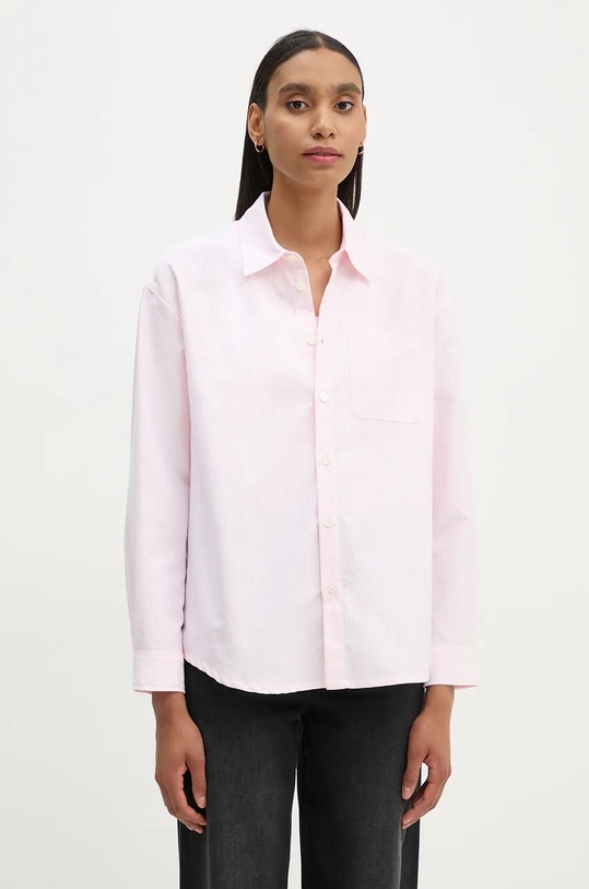 Бавовняна сорочка A.P.C. chemise boyfriend logo візерунок рожевий COGUH.F12550