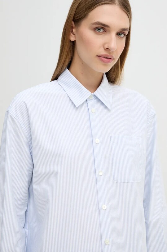 A.P.C. cămașă din bumbac chemise boyfriend logo albastru COGUH.F12550