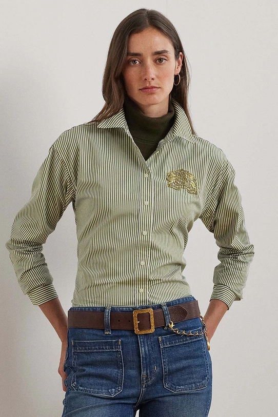 Lauren Ralph Lauren cămașă din bumbac cu modele verde 200961558