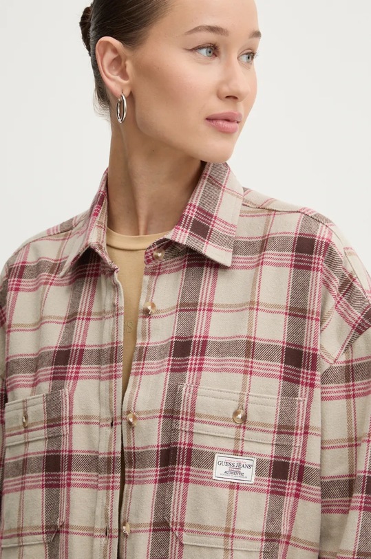 Bavlněná košile Guess Jeans W4BH79.WGMH1 béžová