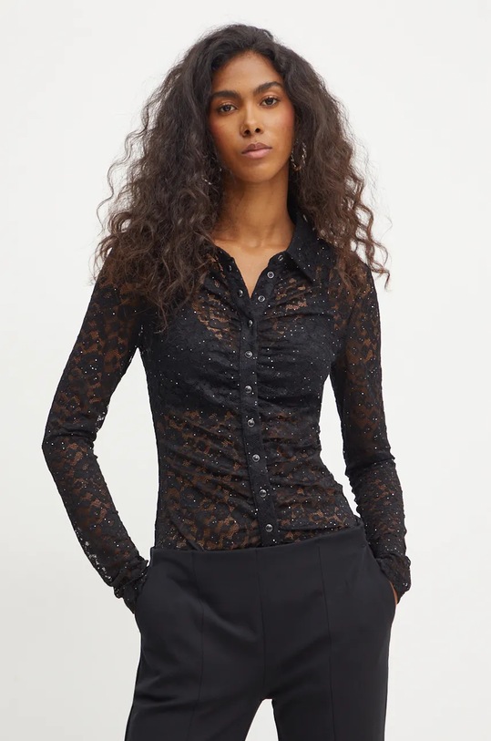 Košile Guess MICA hladký černá W4BP30.KCG90