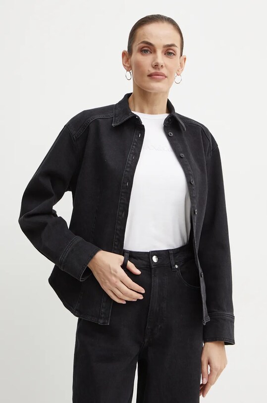 Ivy Oak camasa jeans lung negru IO112343