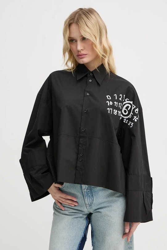 Хлопковая рубашка MM6 Maison Margiela чёрный S62DT0034.S47294