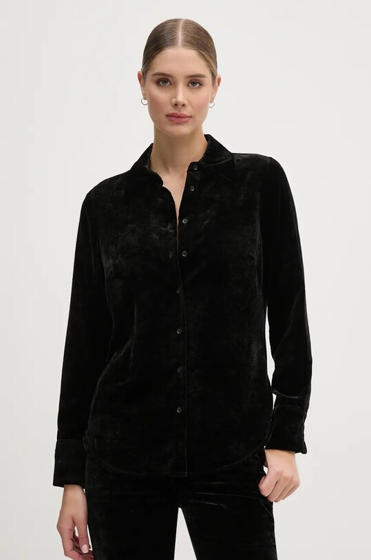 Sisley cămașă de catifea lung negru 51EULQ07Y