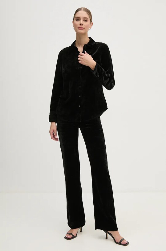 Sisley cămașă de catifea 51EULQ07Y negru AW24