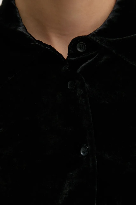 Velurová košile Sisley 51EULQ07Y černá