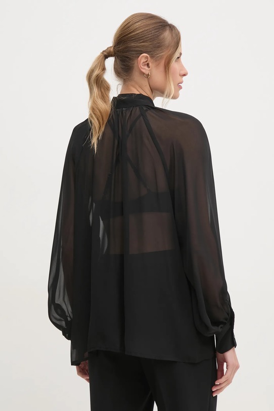 Ρούχα Πουκάμισο Sisley 5W9ELQ081 μαύρο