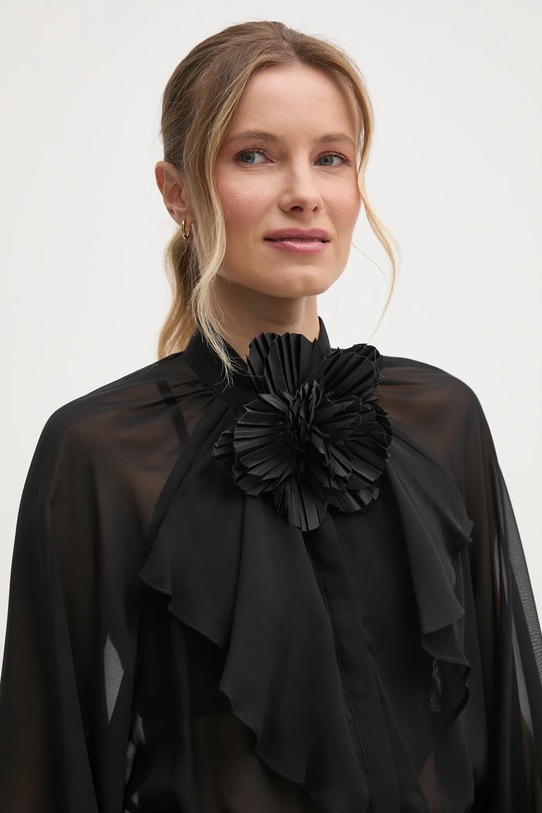 Πουκάμισο Sisley 5W9ELQ081 μαύρο