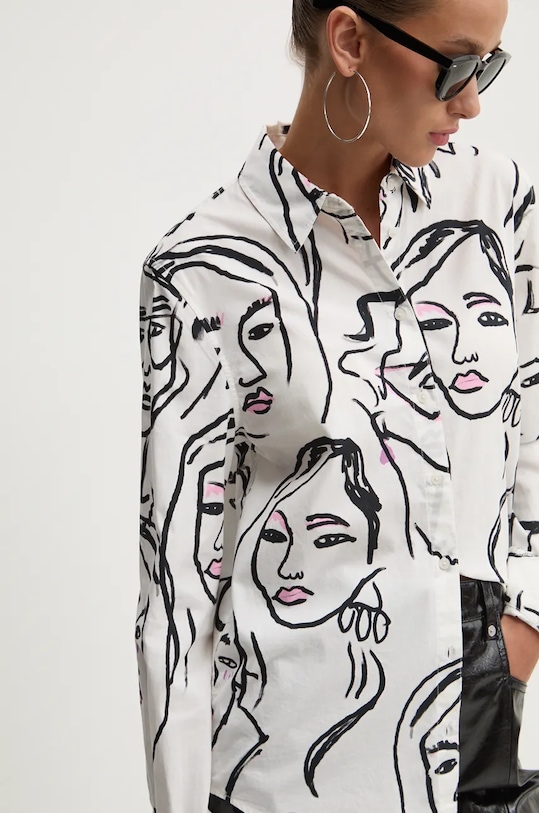 Desigual koszula bawełniana FACES biały 24WWCW34