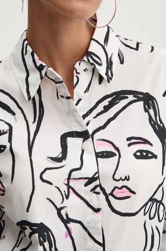 Desigual koszula bawełniana FACES 24WWCW34 biały