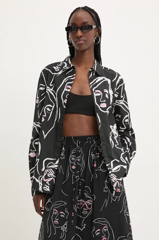 Pamučna košulja Desigual FACES regular crna 24WWCW34