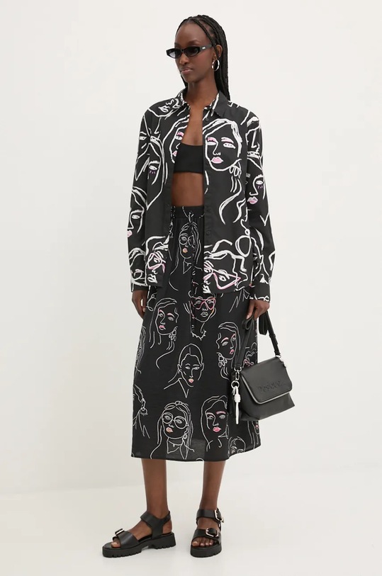 Pamučna košulja Desigual FACES 24WWCW34 crna AW24