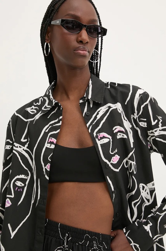 Pamučna košulja Desigual FACES crna 24WWCW34