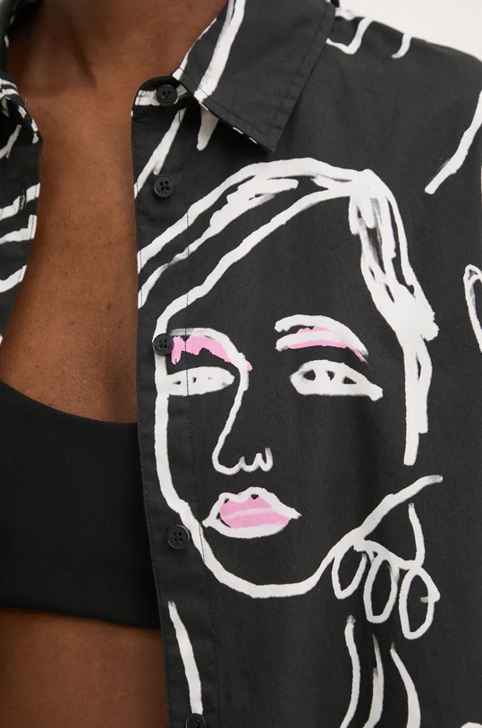 Pamučna košulja Desigual FACES 24WWCW34 crna