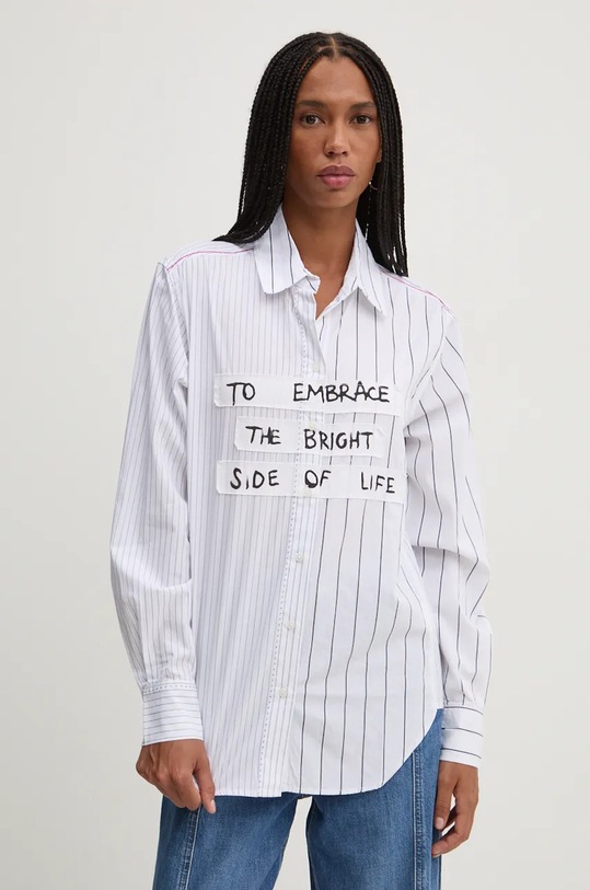 Βαμβακερό πουκάμισο Desigual YOKOHAMA κανονικό λευκό 24WWCW19