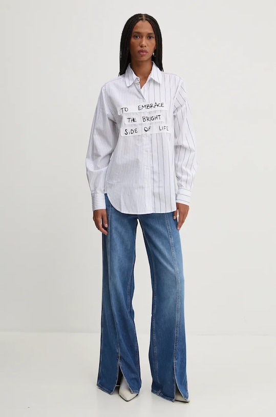 Βαμβακερό πουκάμισο Desigual YOKOHAMA 24WWCW19 λευκό AW24