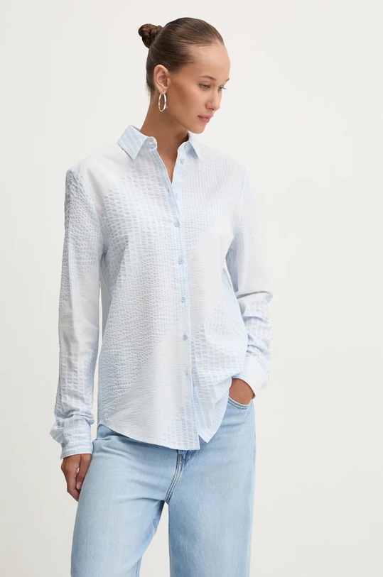 Desigual koszula bawełniana CHIBA wzorzyste niebieski 24WWCW22