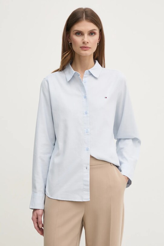 Košile Tommy Hilfiger hladký modrá WW0WW44230