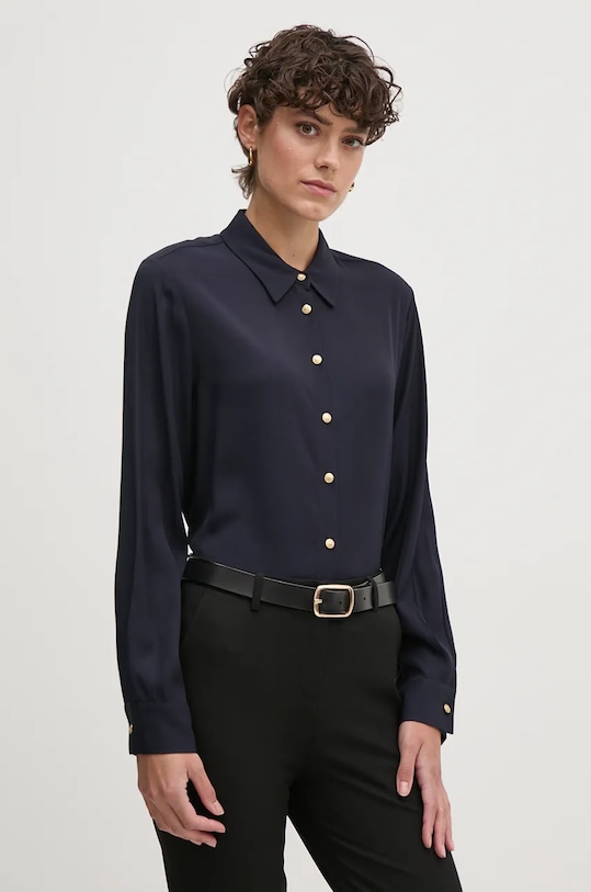 Πουκάμισο Tommy Hilfiger μακρύ σκούρο μπλε WW0WW43066