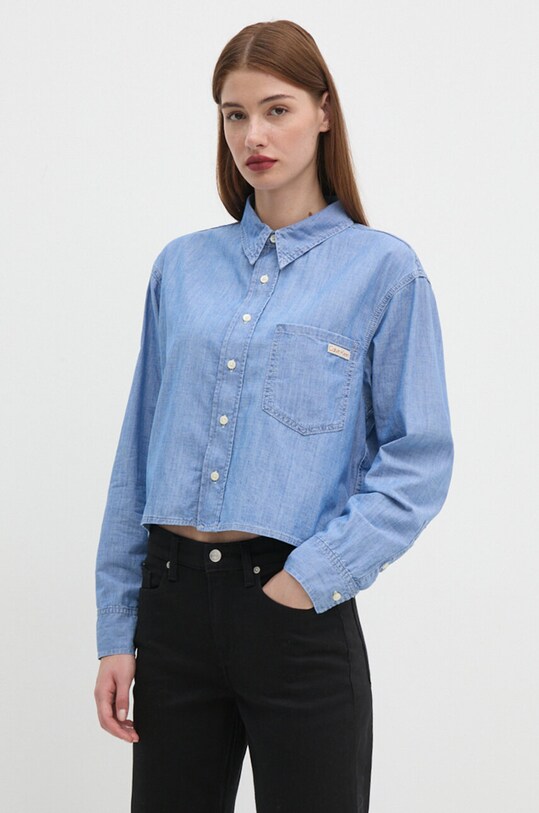 Хлопковая рубашка Calvin Klein Jeans casual голубой J20J224899