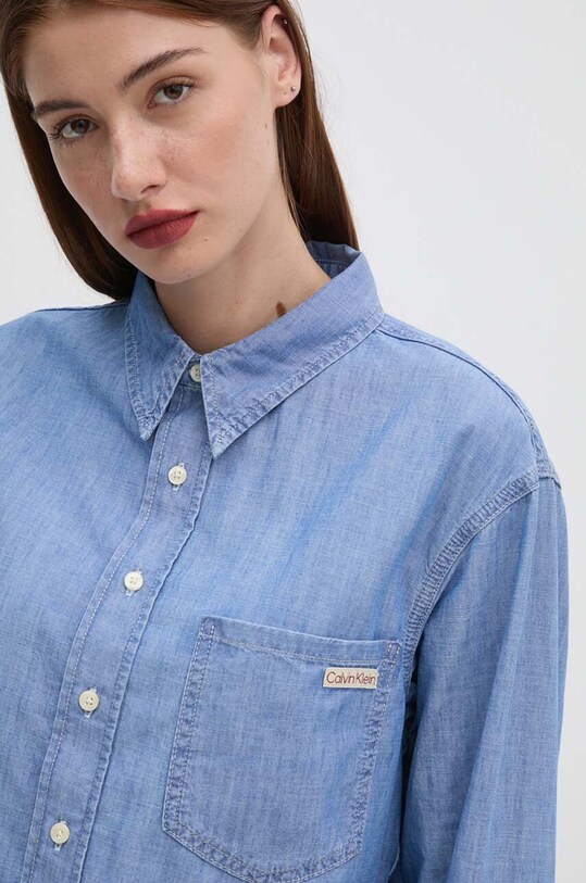 Хлопковая рубашка Calvin Klein Jeans голубой J20J224899