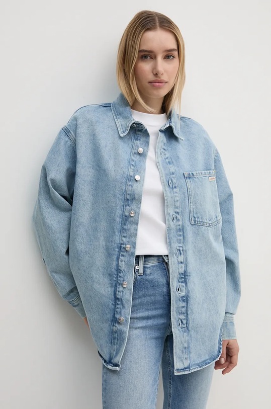 Дънково яке Calvin Klein Jeans без качулка син J20J224049