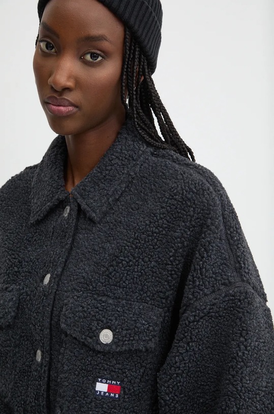 Košilová bunda Tommy Jeans černá DW0DW18869