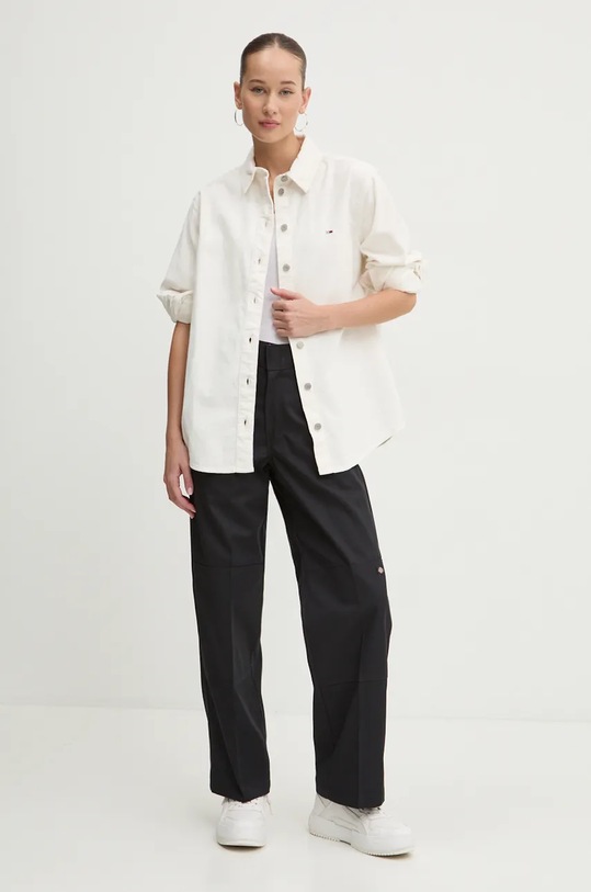 Manšestrová košile Tommy Jeans DW0DW18871 béžová AW24